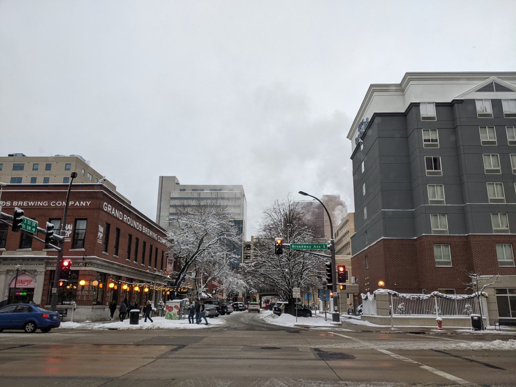 Rochester, Minnesota with Mayo in the background.